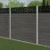 LuxeLine® Classic Straight Top Moroccan Design Screen with Light Grey Composite Fence Panels & Concrete Post