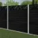 LuxeLine® Classic Straight Top Jungle Design Screen with Black Composite Fence Panels & Concrete Post