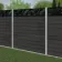 LuxeLine® Classic Straight Top Jungle Design Screen with Dark Grey Composite Fence Panels & Concrete Post