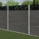 LuxeLine® Classic Straight Top Jungle Design Screen with Light Grey Composite Fence Panels & Concrete Post
