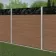 LuxeLine® Classic Straight Top Jungle Design Screen with Teak Composite Fence Panels & Concrete Post