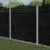 LuxeLine® Classic Curve Top Lattice Design Screen with Black Composite Fence Panels & Concrete Post
