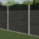 LuxeLine® Classic Curve Top Lattice Design Screen with Dark Grey Composite Fence Panels & Concrete Post