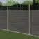 LuxeLine® Classic Curve Top Lattice Design Screen with Light Grey Composite Fence Panels & Concrete Post