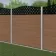 LuxeLine® Classic Curve Top Lattice Design Screen with Teak Composite Fence Panels & Concrete Post