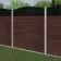 LuxeLine® Classic Curve Top Floral Design Screen with Walnut Composite Fence Panels & Concrete Post