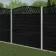 LuxeLine® Classic Curve Top Geometric Design Screen with Black Composite Fence Panels & Concrete Post