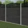 LuxeLine® Classic Curve Top Geometric Design Screen with Dark Grey Composite Fence Panels & Concrete Post