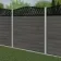 LuxeLine® Classic Curve Top Geometric Design Screen with Light Grey Composite Fence Panels & Concrete Post