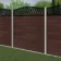 LuxeLine® Classic Curve Top Geometric Design Screen with Walnut Composite Fence Panels & Concrete Post