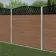 LuxeLine® Classic Curve Top Geometric Design Screen with Teak Composite Fence Panels & Concrete Post