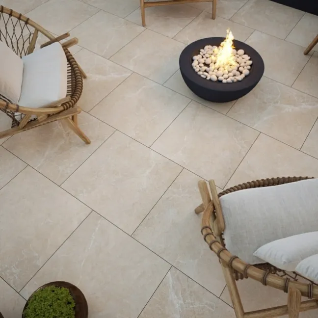 Clifton Bone Beige Stone Effect 20mm Porcelain Paving Slabs