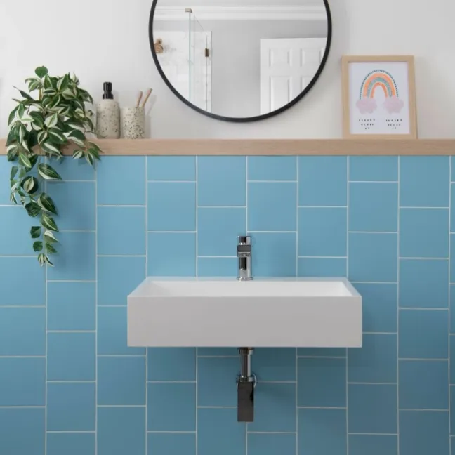 Monocolour Rico Blue Matt Flat Square Wall Tiles 150x150