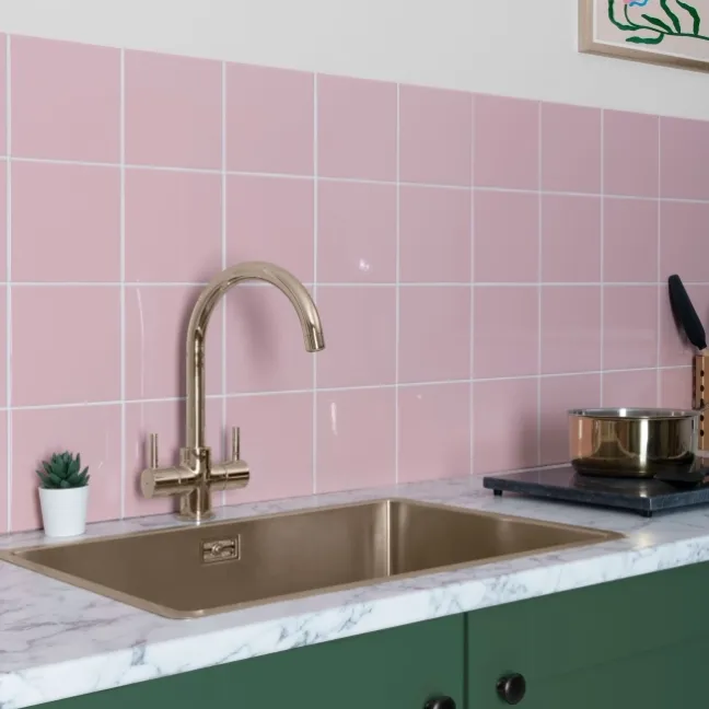 Monocolour Rico Pink Gloss Flat Square Wall Tiles 150x150