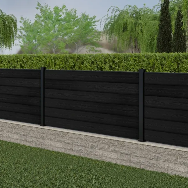 LuxeLine® Classic Black Composite Fence Panels with U Channel Rail & Aluminium Post 90cm