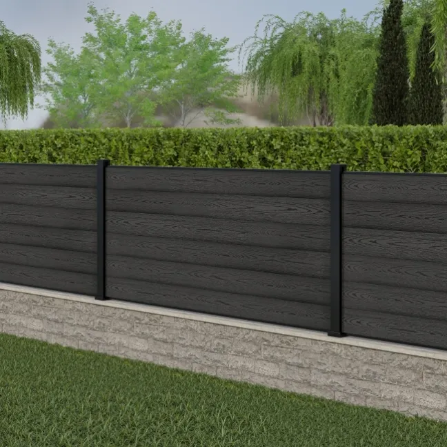LuxeLine® Classic Dark Grey Composite Fence Panels with U Channel Rail & Aluminium Post 90cm