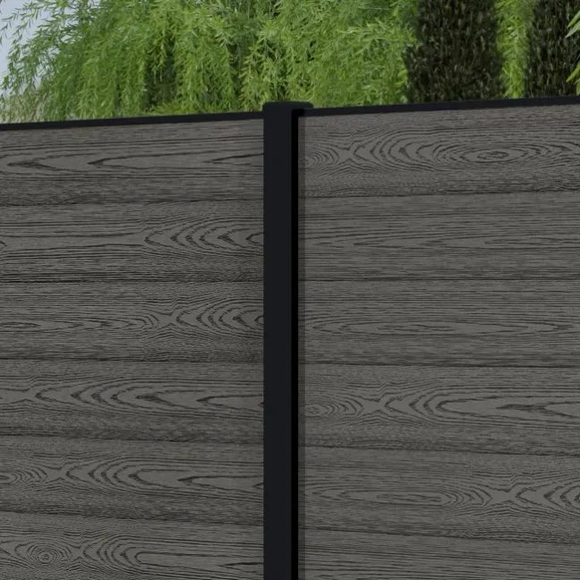 LuxeLine® Classic Light Grey Composite Fence Panels with U Channel Rail & Aluminium Post 90cm