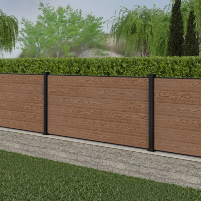 LuxeLine® Classic Teak Composite Fence Panels with U Channel Rail & Aluminium Post 90cm