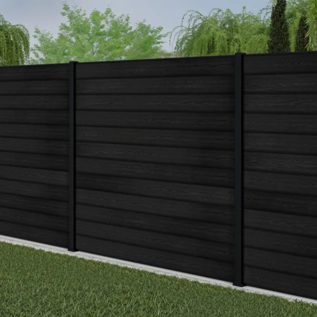LuxeLine® Classic Black Composite Fence Panels with U Channel Rail & Aluminium Post 180cm
