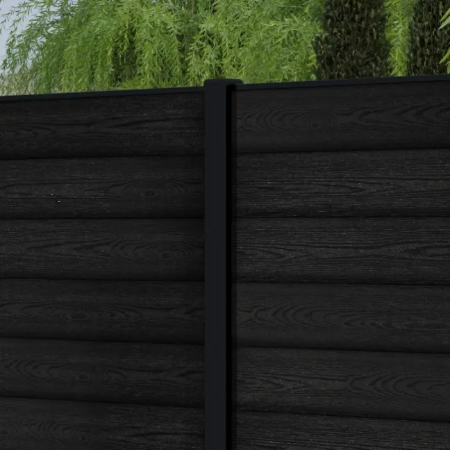 LuxeLine® Classic Black Composite Fence Panels with U Channel Rail & Aluminium Post 180cm