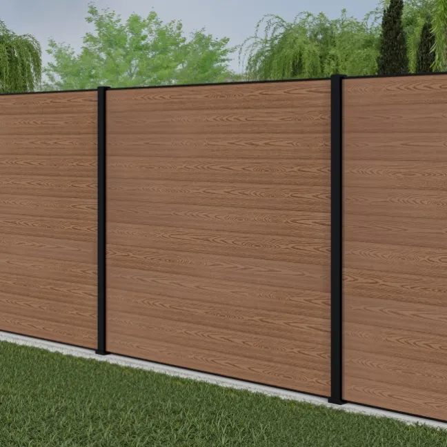 LuxeLine® Classic Teak Composite Fence Panels with U Channel Rail & Aluminium Post 180cm