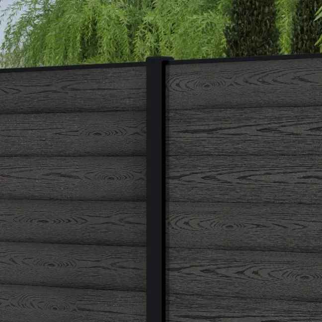 LuxeLine® Classic Dark Grey Composite Fence Panels with U Channel Rail & Buried Aluminium Post 180cm