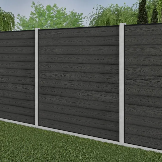 LuxeLine® Classic Dark Grey Composite Fence Panels with U Channel Rail & Concrete Post 180cm