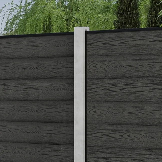 LuxeLine® Classic Dark Grey Composite Fence Panels with U Channel Rail & Concrete Post 180cm