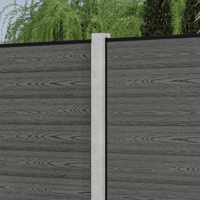 LuxeLine® Classic Light Grey Composite Fence Panels with U Channel Rail & Concrete Post 180cm