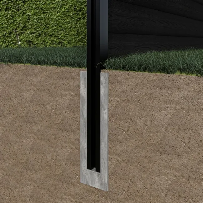 LuxeLine® Classic Straight Top Jungle Design Screen with Black Composite Fence Panels & Buried Aluminium Post 180cm