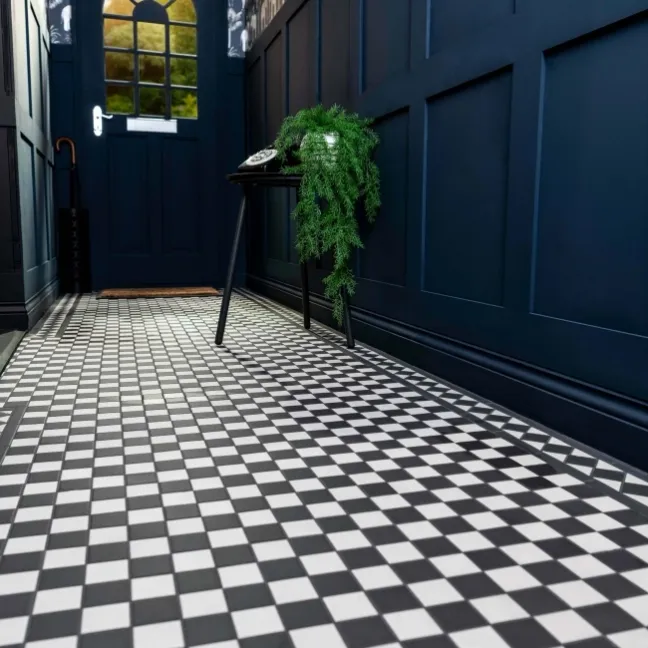 Churchill Snow & Midnight Chequer Mosaic Tiles