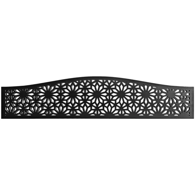 LuxeLine® Classic Curve Top Floral Design Screen with Walnut Composite Fence Panels & Aluminium Post 90cm