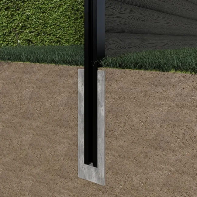 LuxeLine® Classic Straight Top Moroccan Design Screen with Dark Grey Composite Fence Panels & Buried Aluminium Post 180cm