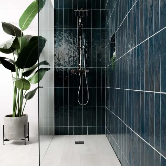 Faith Blue Gloss Rustic Brick Effect Wall and Floor Tile