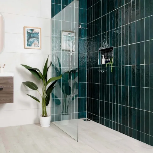Faith Blue Gloss Rustic Brick Effect Wall and Floor Tile
