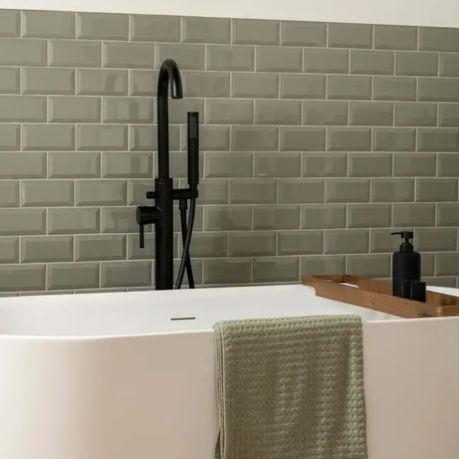 Greenwich Park Gloss Green Mini Metro Wall Tiles