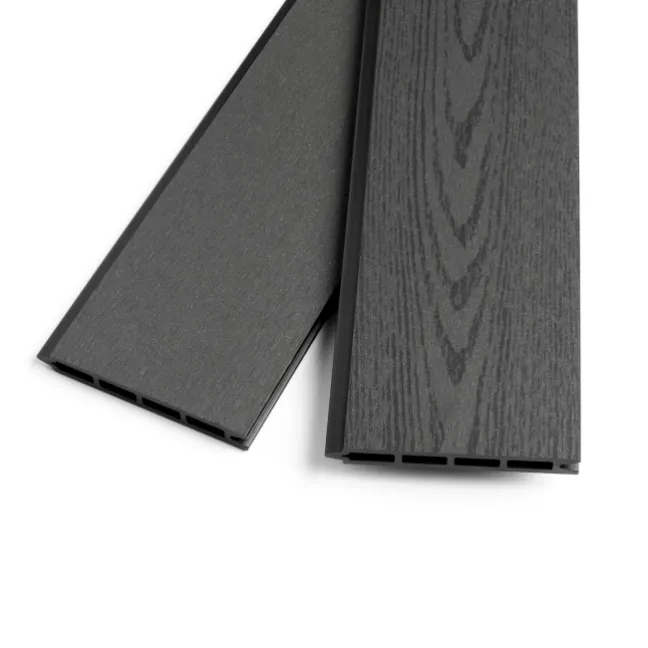 LuxeLine® Classic Curve Top Lattice Design Screen with Dark Grey Composite Fence Panels & Concrete Post