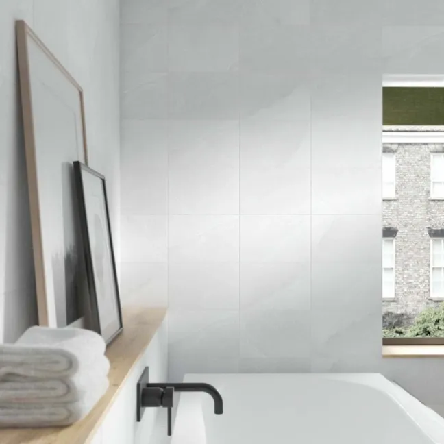 10.01 SQM Clearance Job lot Melford Light Grey Satin Stone Effect Wall Tile 300x200