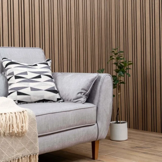 Trepanel Design® Smoked Oak Multi-Width Acoustic Wood Wall Panels
