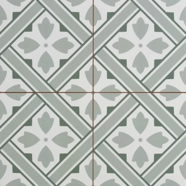 Mr Jones Green Matt Patterned Ceramic Wall and Floor Tiles