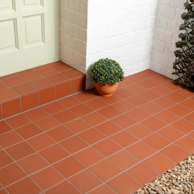 Aragon Terracotta Red Round Edge Quarry 150x150 Floor Tiles