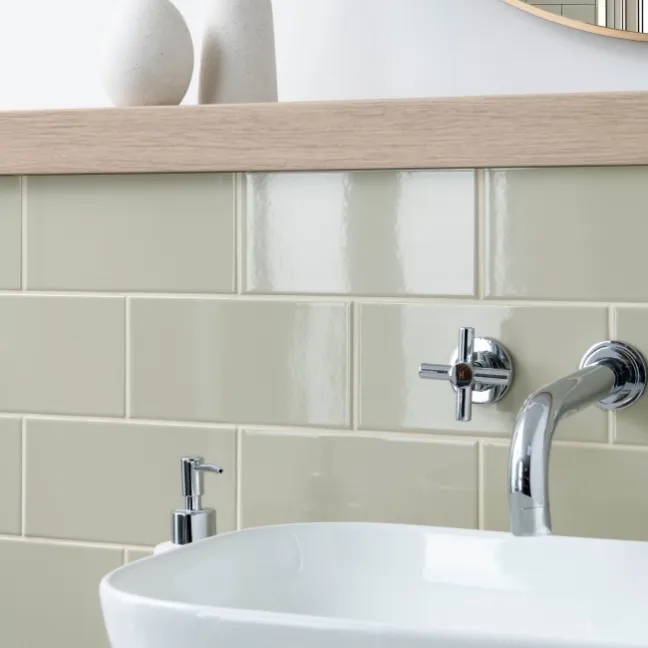 Monocolour Rico Beige Gloss Flat Metro Wall Tiles 200x100