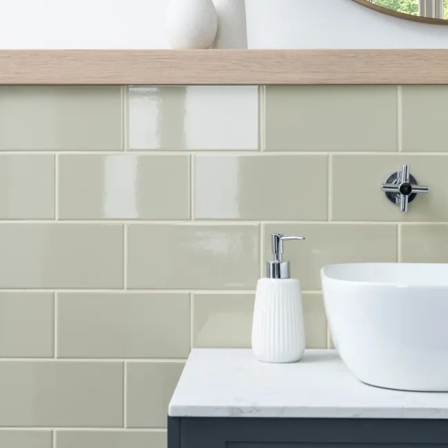 Monocolour Rico Beige Gloss Flat Metro Wall Tiles 200x100