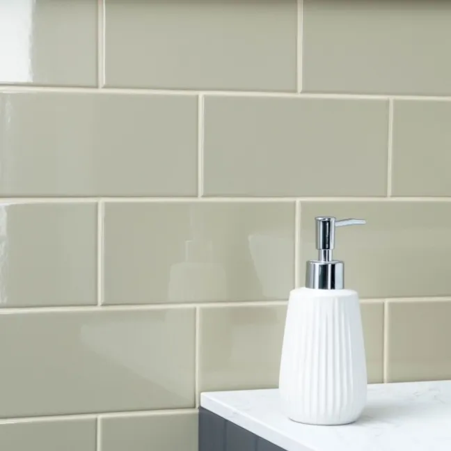 Monocolour Rico Beige Gloss Flat Metro Wall Tiles 200x100