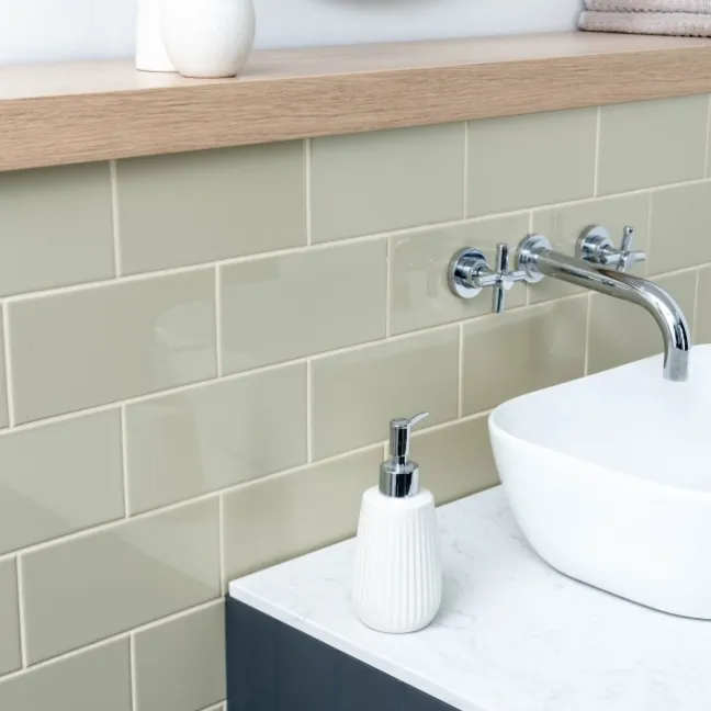 Monocolour Rico Beige Gloss Flat Metro Wall Tiles 200x100