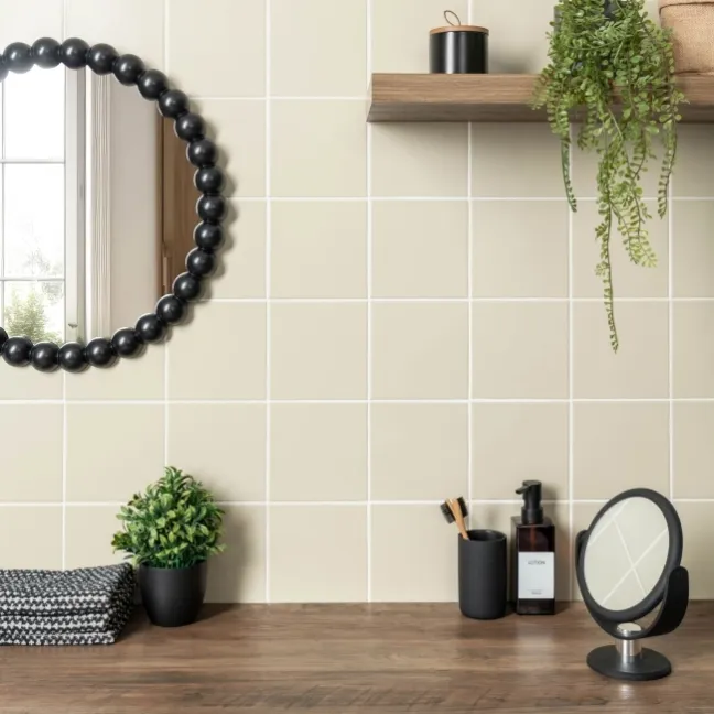 Monocolour Rico Beige Matt Flat Square Wall Tiles 150x150