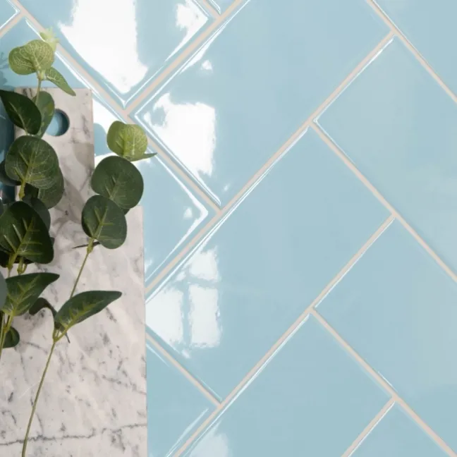 Monocolour Rico Blue Gloss Flat Metro Wall Tiles 200x100