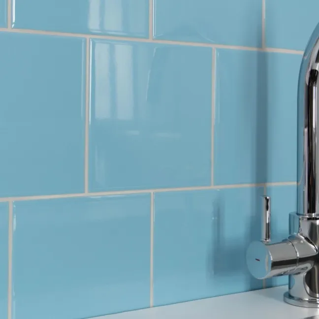 Monocolour Rico Blue Gloss Flat Square Wall Tiles 150x150
