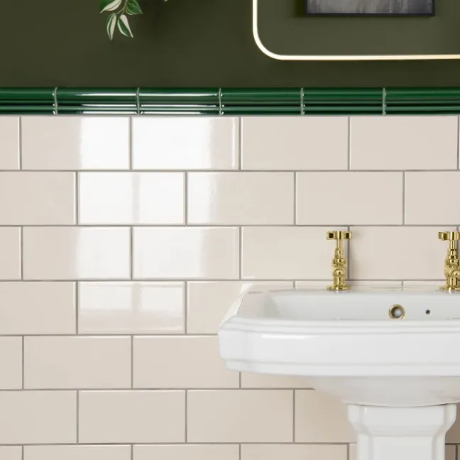 Monocolour Rico Cream Gloss Flat Metro Wall Tiles 200x100