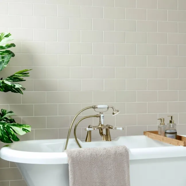 Monocolour Rico Cream Matt Flat Metro Wall Tiles 200x100